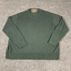Raffi Sweater Mens 2XL Slim Green Pullover V Neck Extra Fine‎ Merino Wool Luxury
